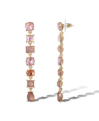 Jessica Simpson Light Pink Crystal Linear Drop Earrings in Gold-Tone