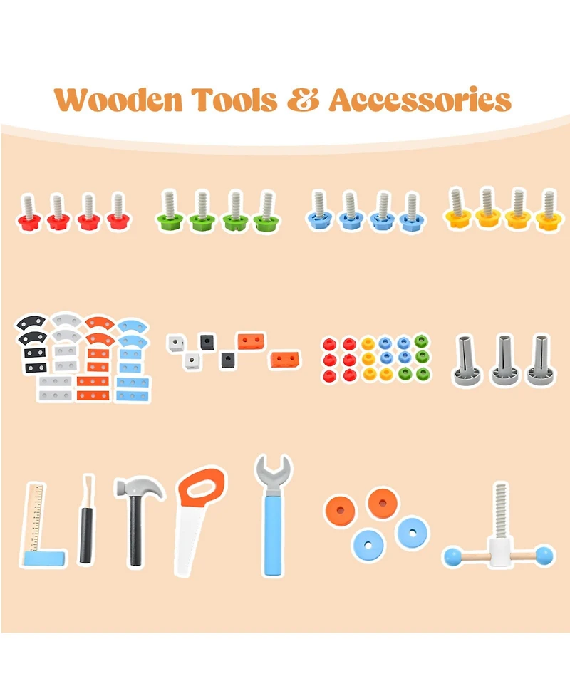 Mecale Pretend Play Workbench with Tools Set and Realistic Accessories
