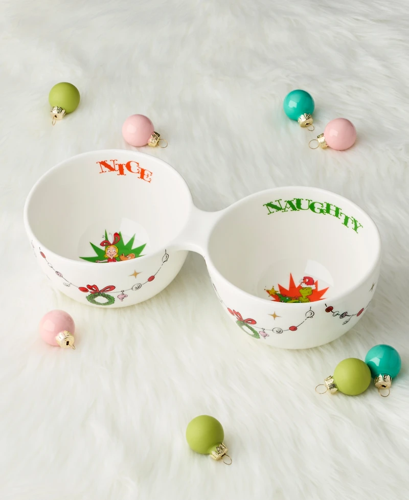 Lenox Merry Grinchmas Naughty or Nice Double Dip Bowl