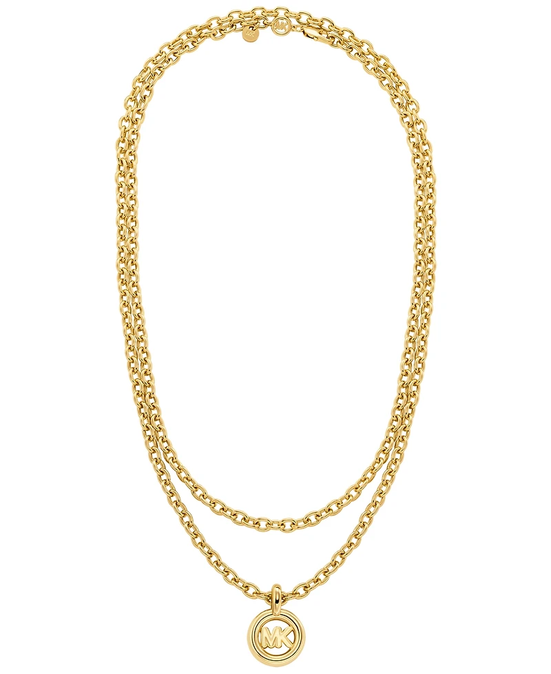 Michael Kors Gold-Tone Double Layer Logo Necklace
