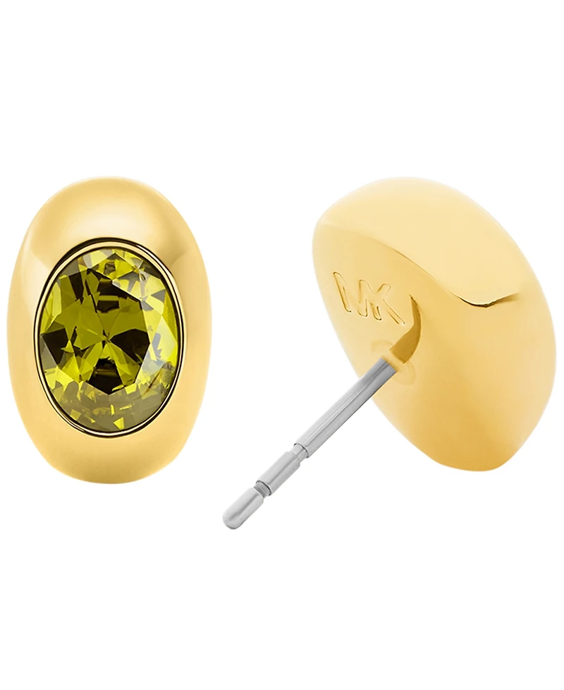 Michael Kors Gold-Tone Oval Stone Stud Earrings