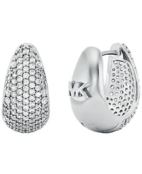 Michael Kors Silver-Tone Teardrop Hoop Earrings