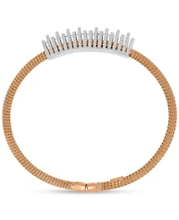 Cubic Zirconia Rondelle Woven Link Cuff Bracelet