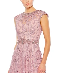 Mac Duggal Women's Embellished Floral Illusion Neckline Gown