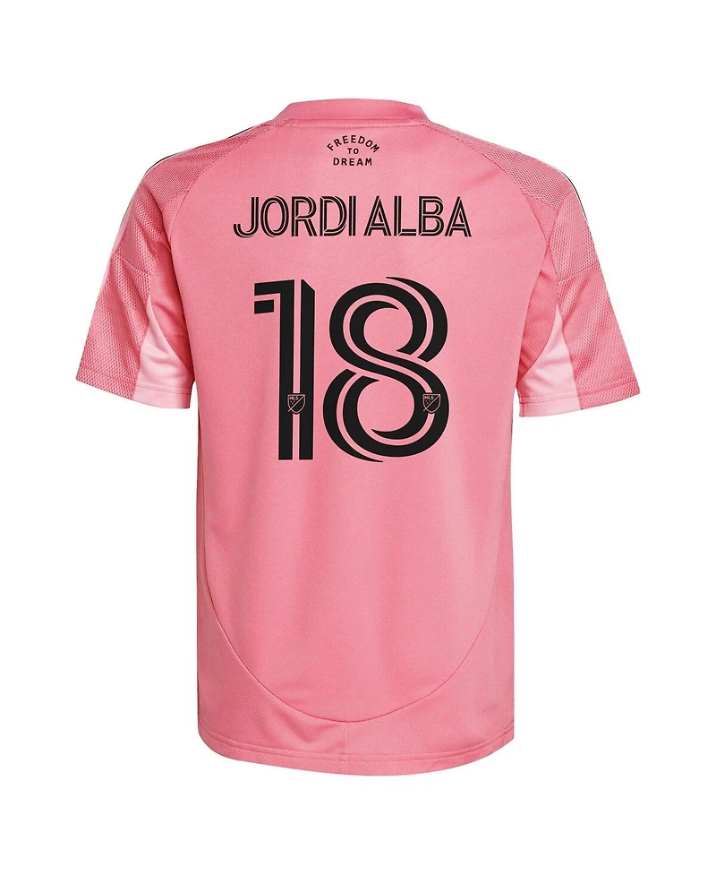 Adidas Big Boys and Girls Jordi Alba Light Pink Inter Miami Cf 2025 Euforia Replica Player Jersey