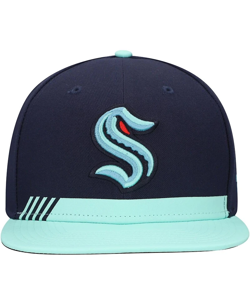 Fanatics Men's True Navy Seattle Kraken Pro Locker Room Snapback Hat