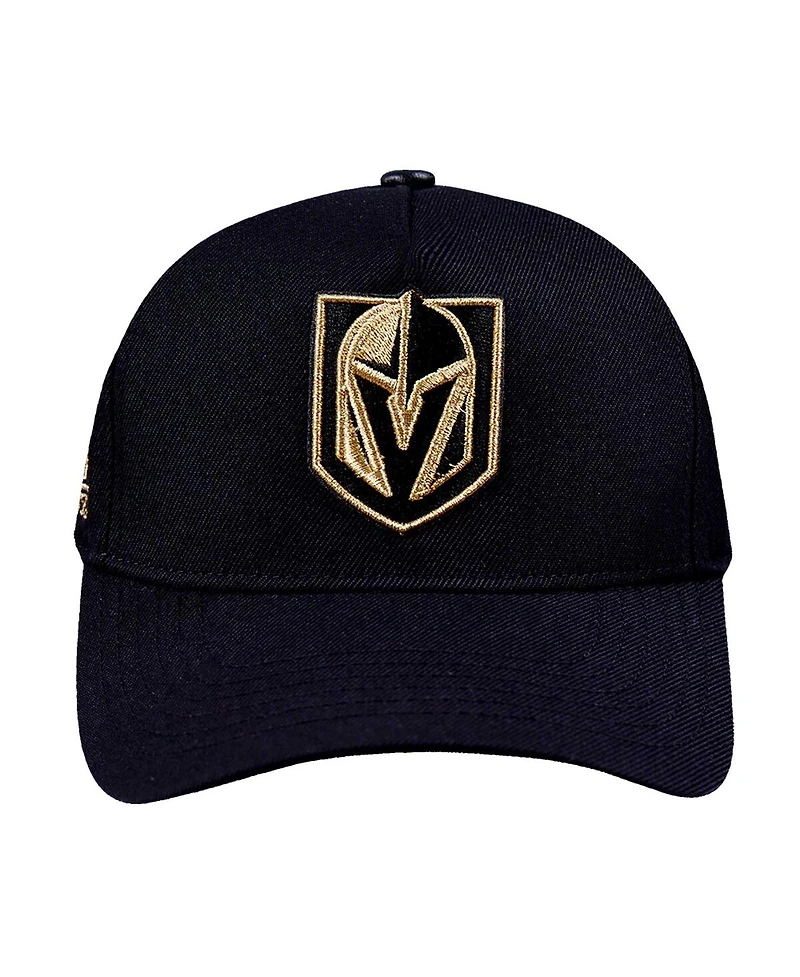 Pro Standard Men's Black Vegas Golden Knights Metallic Logo Pinch Front Adjustable Hat