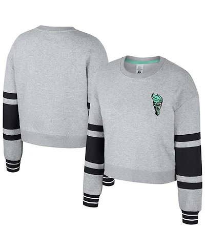 Stadium Essentials Men's and Women's Heather Gray New York Liberty Cropped Pullover Sweatshirt
