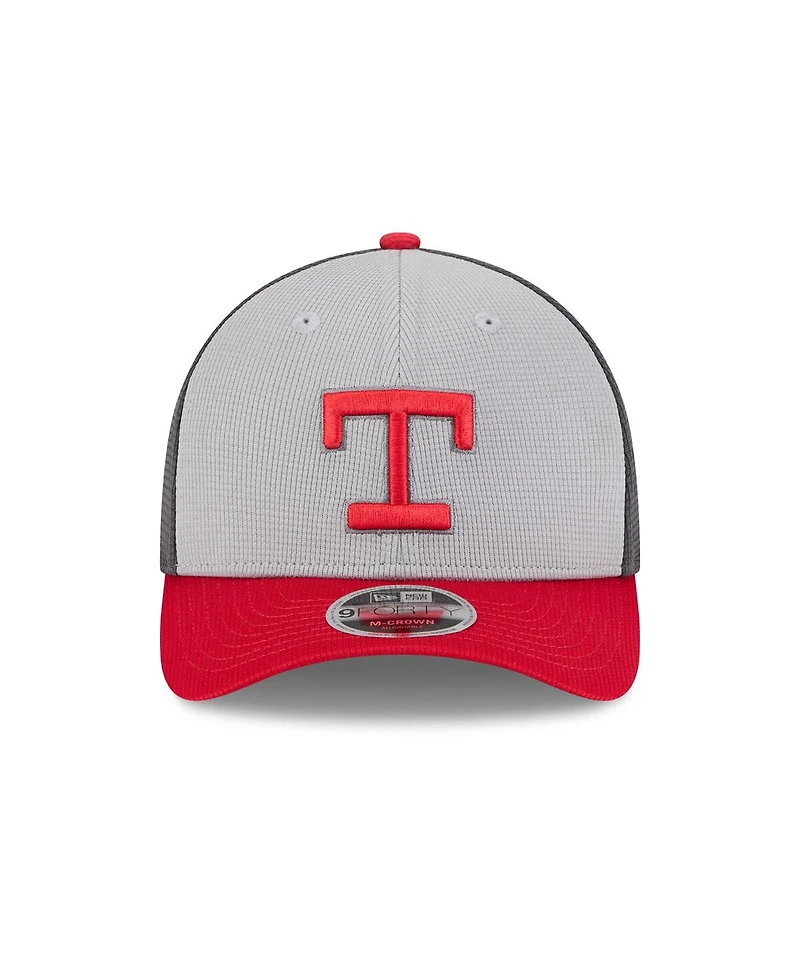 New Era Men's Gray/Red Texas Rangers 2025 Batting Practice 9FORTY M-Crown Adjustable Hat