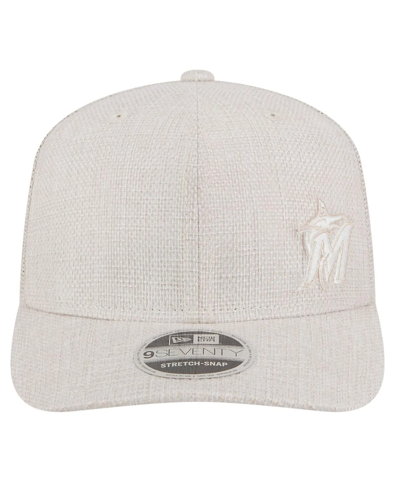New Era Men's Light Beige Miami Marlins Flawless 9SEVENTY Stretch-Snap Hat