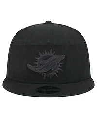 New Era Men's Black Miami Dolphins Adventure Canvas Split Panel 9FIFTY Snapback Hat