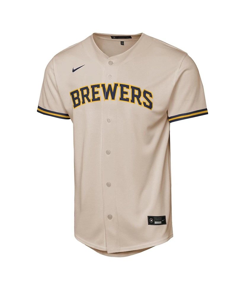 Nike Big Boys and Girls Rhys Hoskins Cream Milwaukee Brewers Home Replica Player Jersey