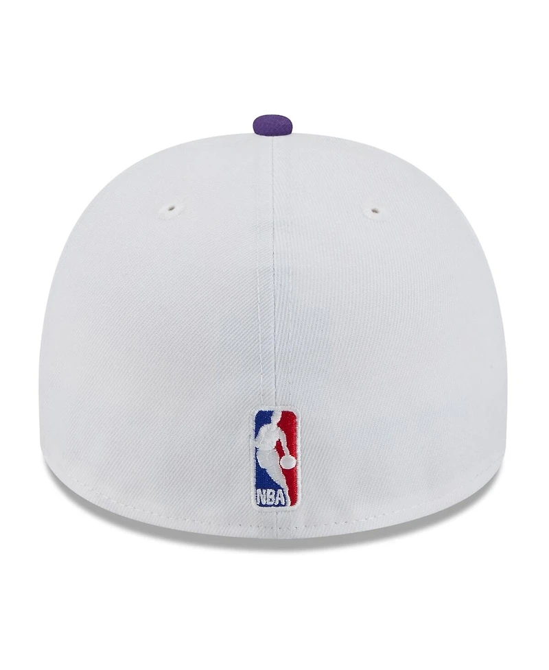New Era Men's White/Purple Los Angeles Lakers 2025 Nba Draft A-Frame 59FIFTY Fitted Hat