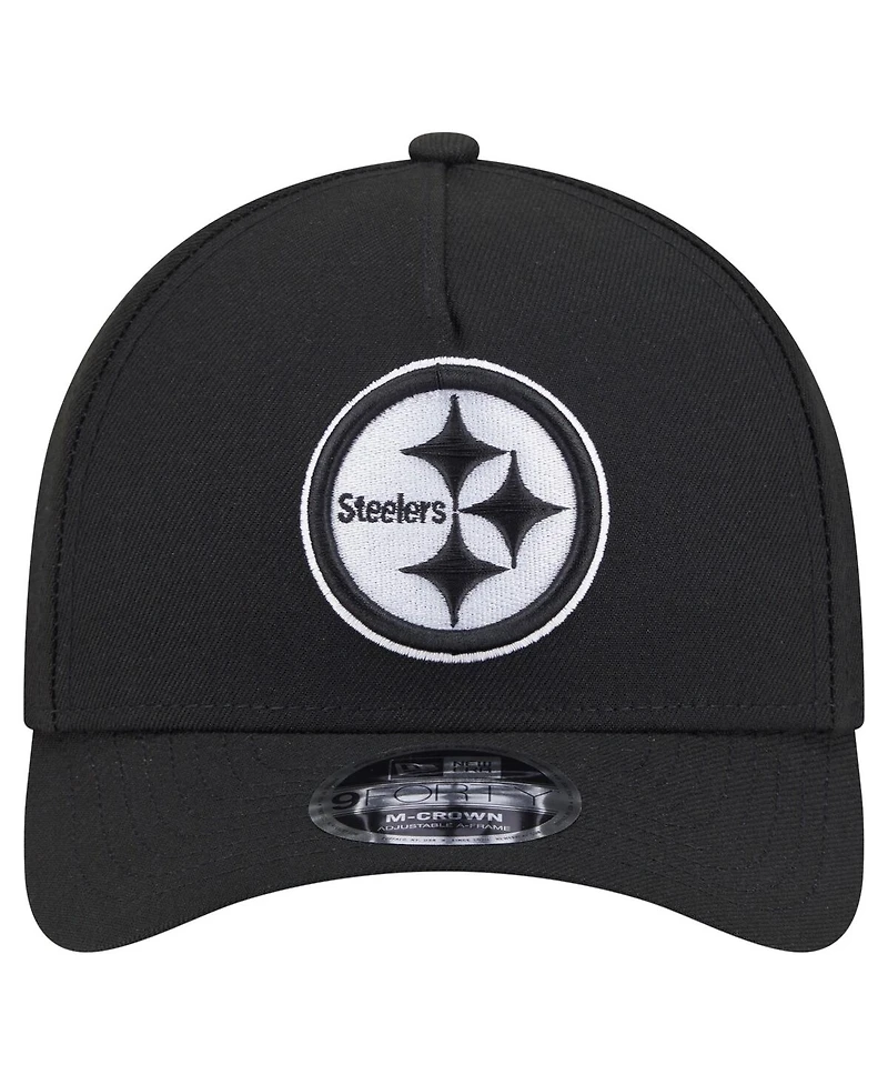 New Era Men's Black Pittsburgh Steelers Team Collection 9FORTY M-Crown A-Frame Adjustable Hat