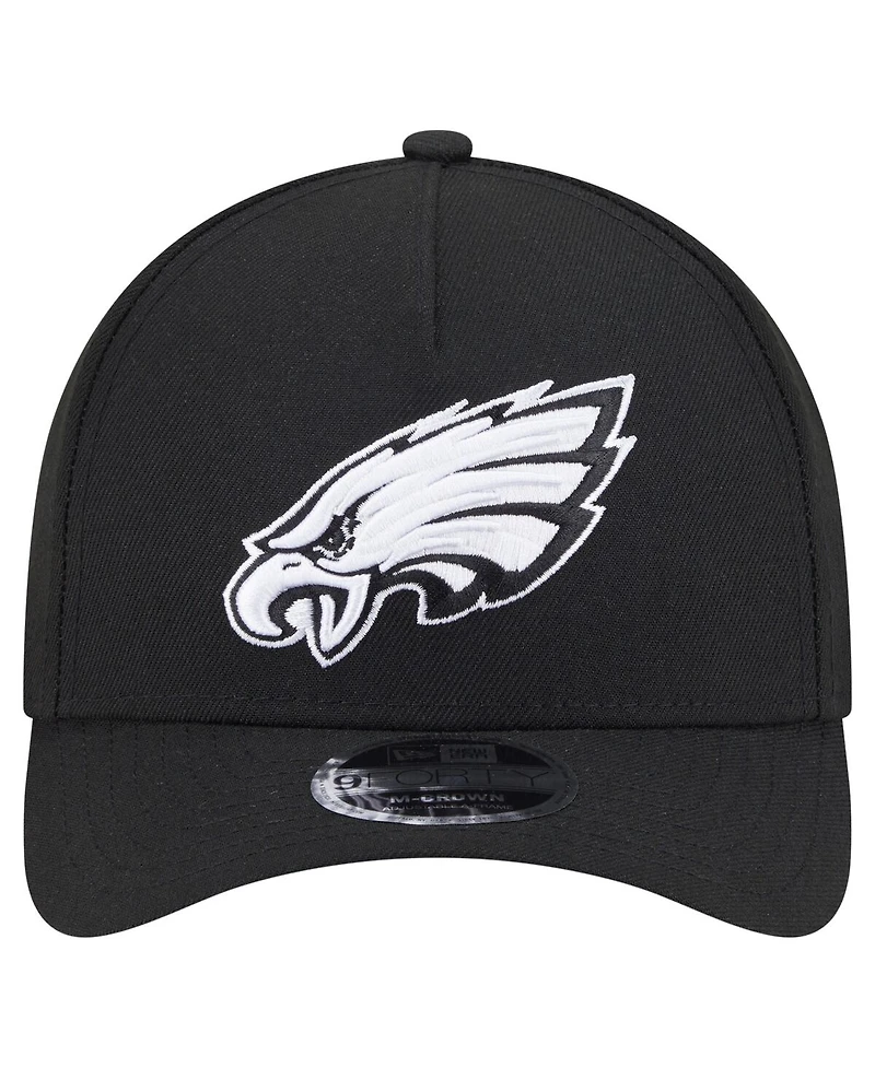 New Era Men's Black Philadelphia Eagles Team Collection 9FORTY M-Crown A-Frame Adjustable Hat