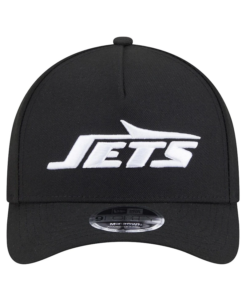 New Era Men's Black New York Jets Team Collection 9FORTY M-Crown A-Frame Adjustable Hat