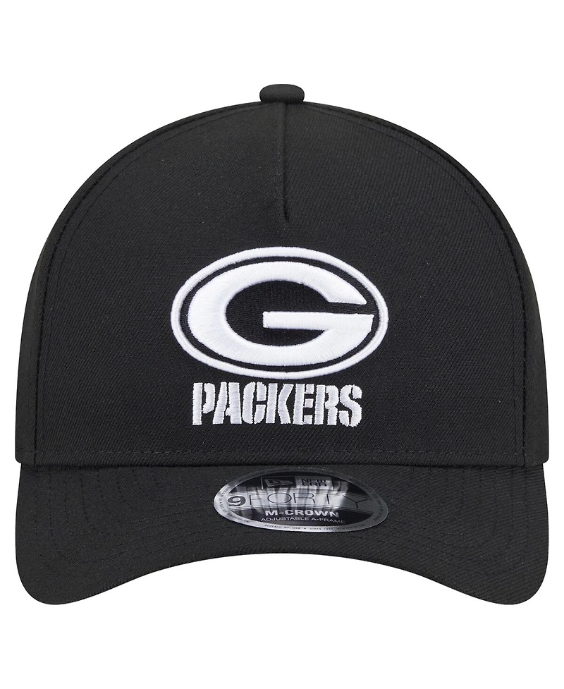 New Era Men's Black Green Bay Packers Team Collection 9FORTY M-Crown A-Frame Adjustable Hat