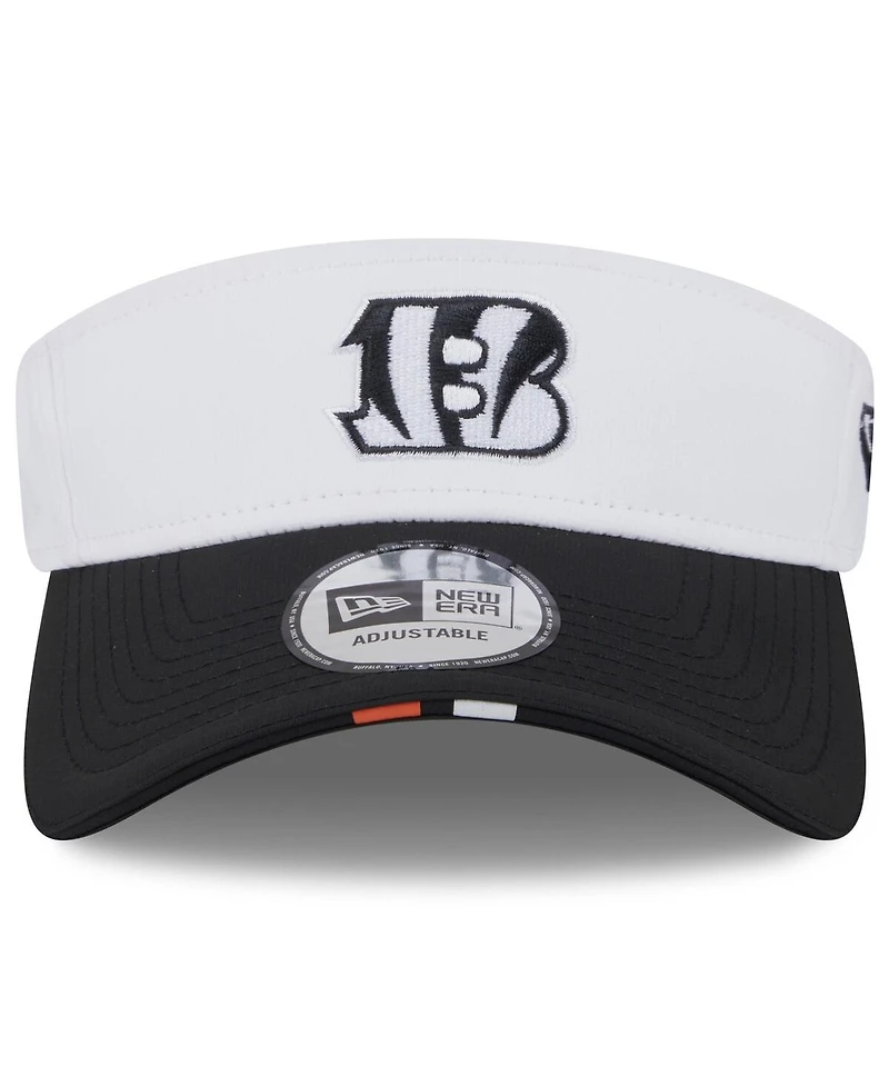 New Era Men's White/Black Cincinnati Bengals 2025 Nfl Training Camp Adjustable Visor Hat