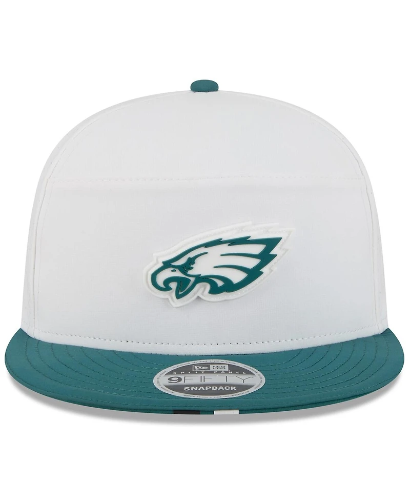 New Era Men's White/Midnight Green Philadelphia Eagles 2025 Nfl Training Camp Split Panel 9FIFTY Snapback Hat