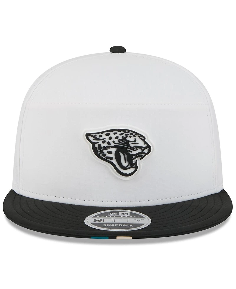 New Era Men's White/Black Jacksonville Jaguars 2025 Nfl Training Camp Split Panel 9FIFTY Snapback Hat