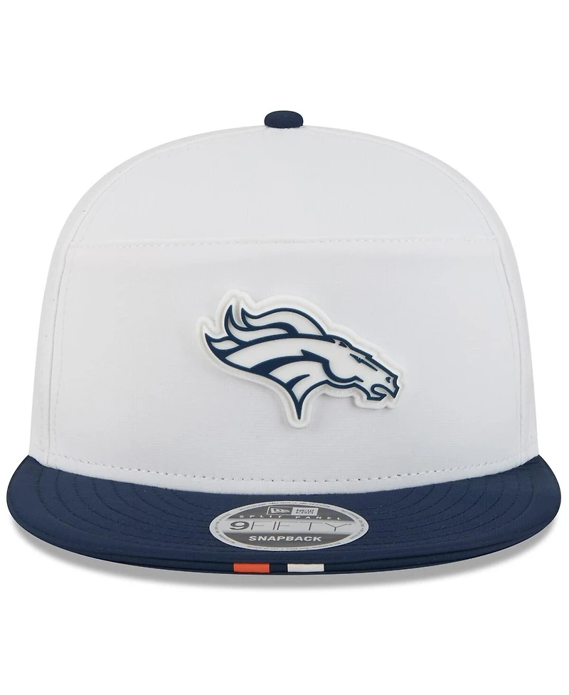 New Era Men's White/Navy Denver Broncos 2025 Nfl Training Camp Split Panel 9FIFTY Snapback Hat