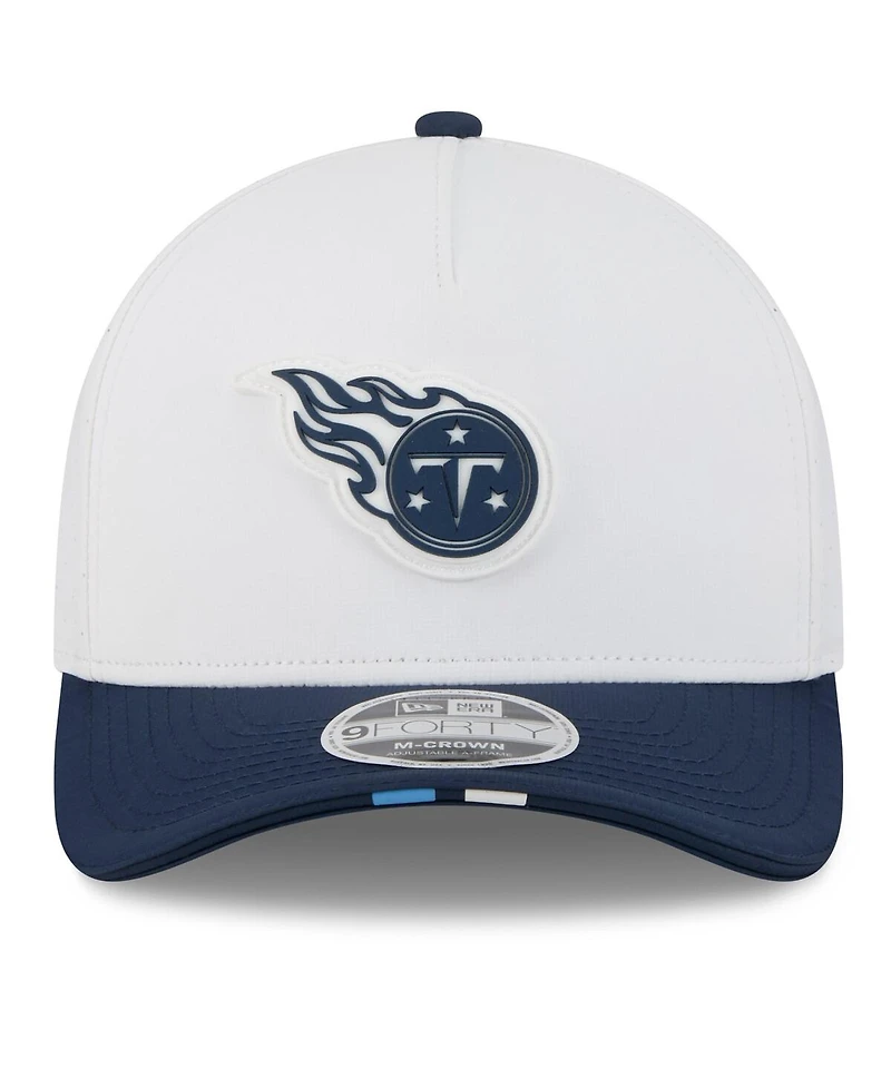 New Era Men's White/Navy Tennessee Titans 2025 Nfl Training Camp A-Frame 9FORTY Adjustable Hat