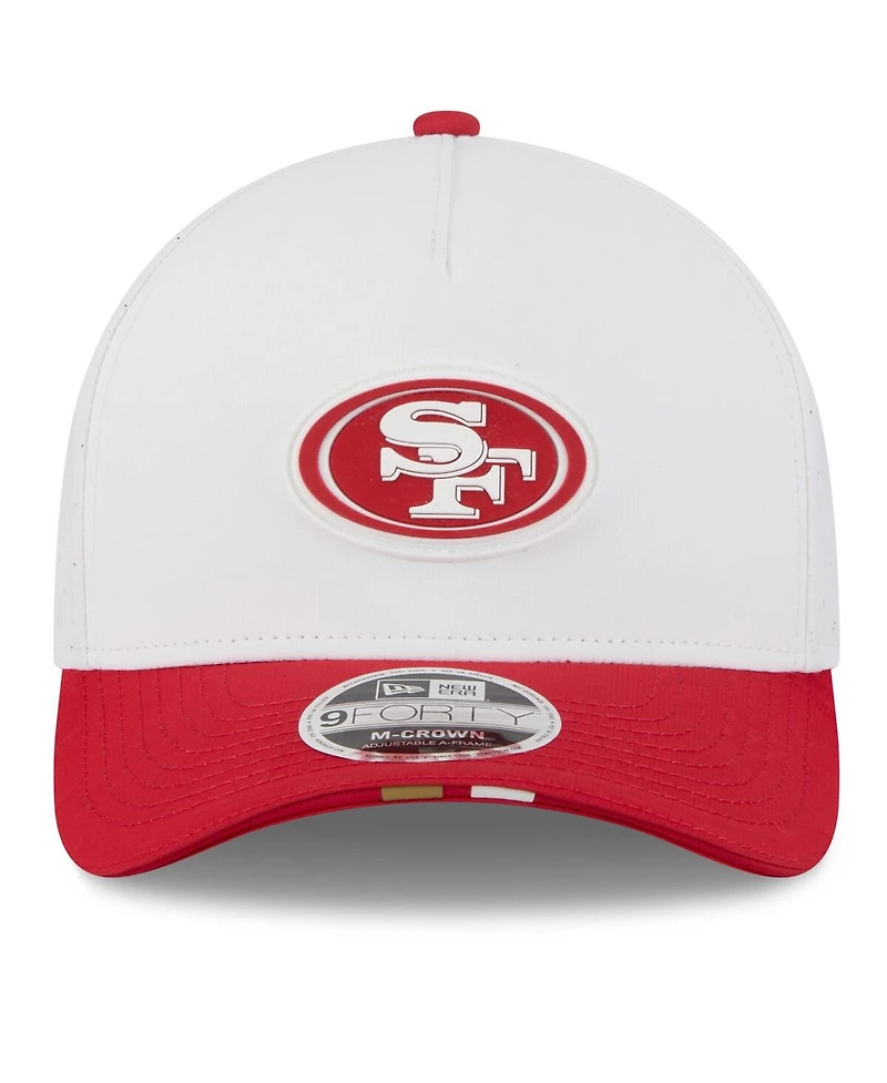 New Era Men's White/Scarlet San Francisco 49ers 2025 Nfl Training Camp A-Frame 9FORTY Adjustable Hat