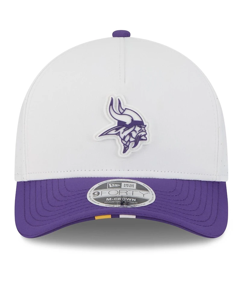 New Era Men's White/Purple Minnesota Vikings 2025 Nfl Training Camp A-Frame 9FORTY Adjustable Hat