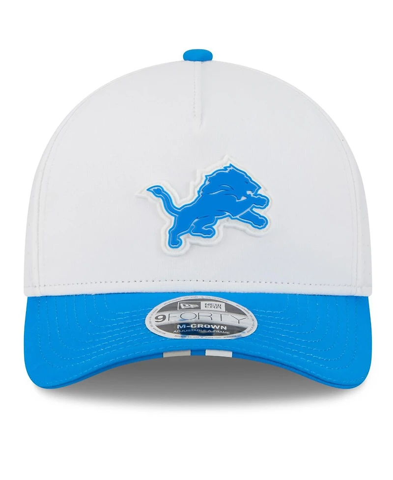 New Era Men's White/Blue Detroit Lions 2025 Nfl Training Camp A-Frame 9FORTY Adjustable Hat