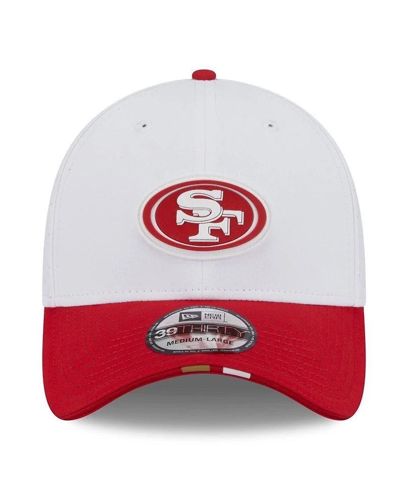 New Era Men's White/Scarlet San Francisco 49ers 2025 Nfl Training Camp 39THIRTY Flex Hat