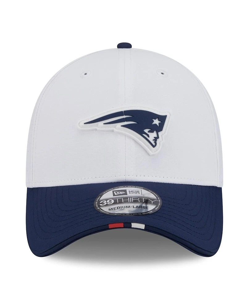 New Era Men's White/Navy England Patriots 2025 Nfl Training Camp 39THIRTY Flex Hat