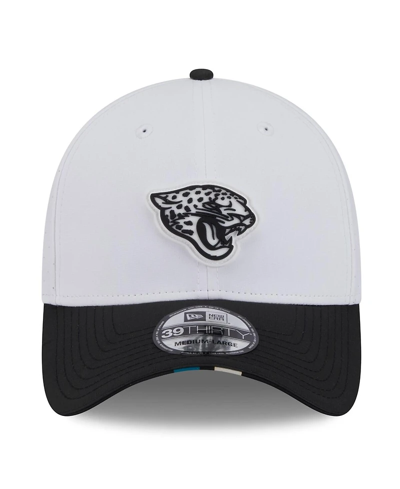 New Era Men's White/Black Jacksonville Jaguars 2025 Nfl Training Camp 39THIRTY Flex Hat