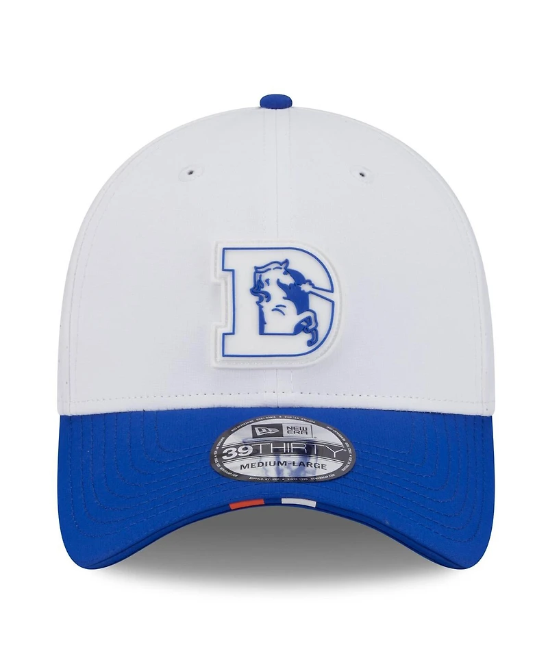 New Era Men's White/Blue Denver Broncos 2025 Nfl Training Camp Throwback Logo 39THIRTY Flex Hat