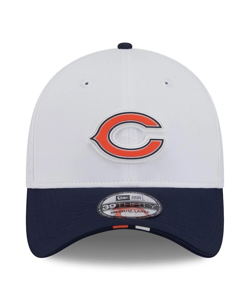 New Era Men's White/Navy Chicago Bears 2025 Nfl Training Camp 39THIRTY Flex Hat