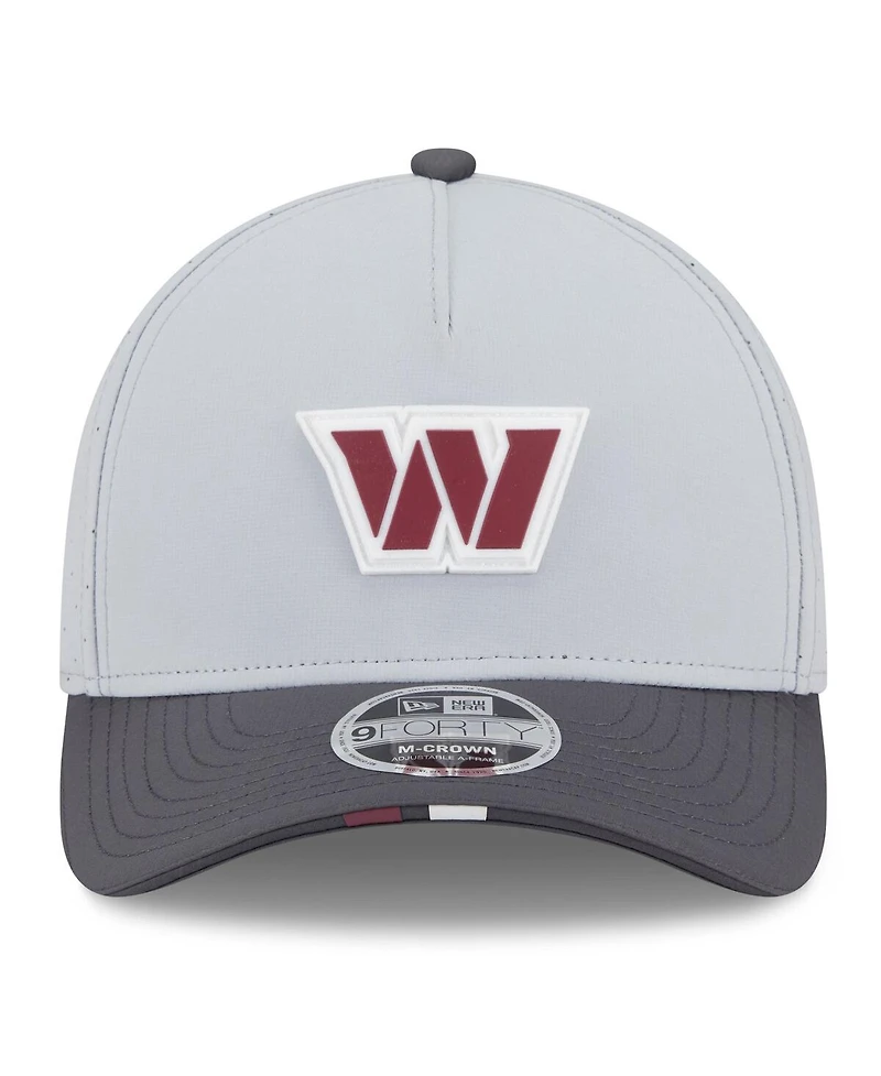 New Era Men's Gray/Graphite Washington Commanders 2025 Nfl Training Camp A-Frame 9FORTY Adjustable Hat