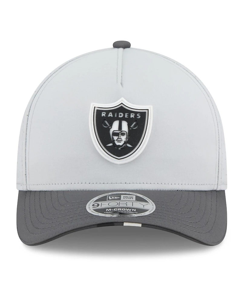 New Era Men's Gray/Graphite Las Vegas Raiders 2025 Nfl Training Camp A-Frame 9FORTY Adjustable Hat
