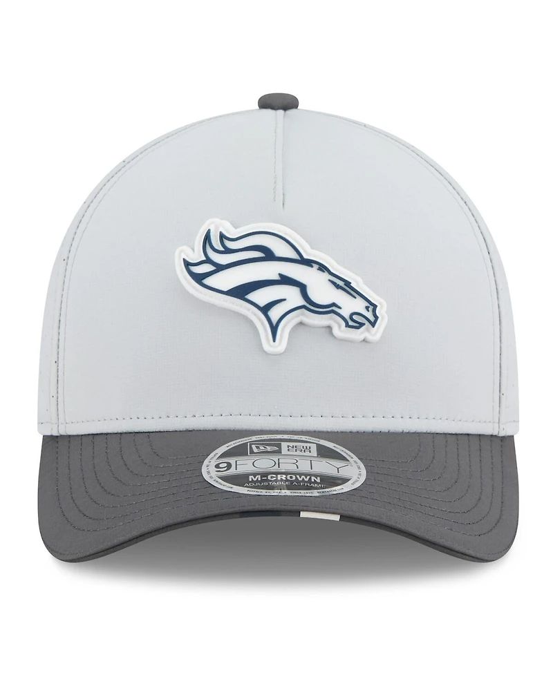 New Era Men's Gray/Graphite Denver Broncos 2025 Nfl Training Camp A-Frame 9FORTY Adjustable Hat