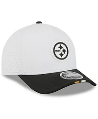 New Era Big Boys and Girls White/Black Pittsburgh Steelers 2025 Nfl Training Camp A-Frame 9FORTY Adjustable Hat