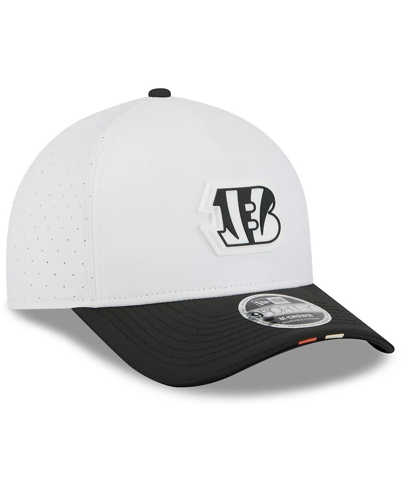 New Era Big Boys and Girls White/Black Cincinnati Bengals 2025 Nfl Training Camp A-Frame 9FORTY Adjustable Hat