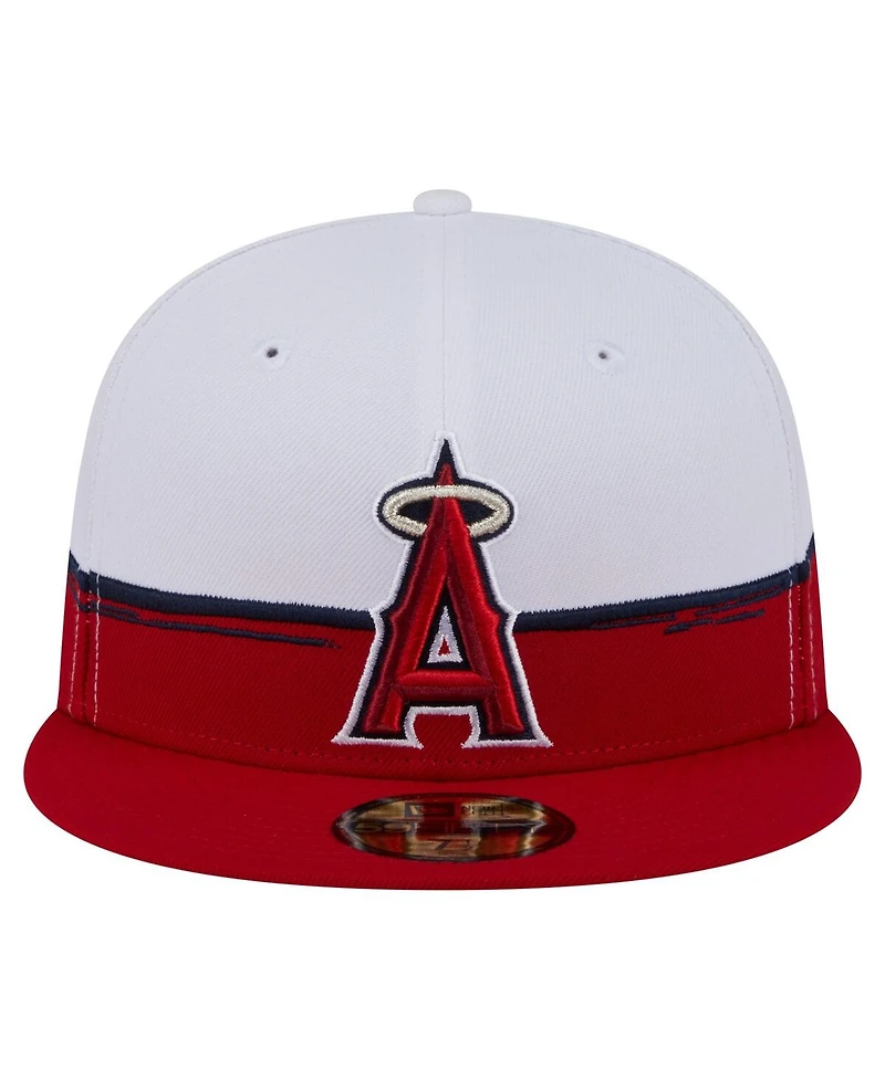 New Era Men's Red/White Los Angeles Angels Paint Stroke 59FIFTY Fitted Hat