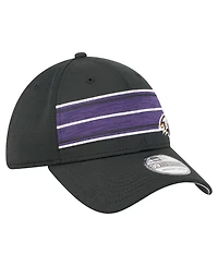 New Era Men's Black Baltimore Ravens Stripes 39THIRTY Flex Hat