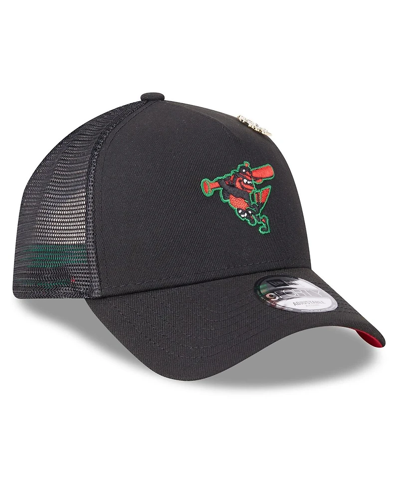 New Era Men's Black Baltimore Orioles 2025 Big League Chew A-Frame 9FORTY Adjustable Trucker Hat