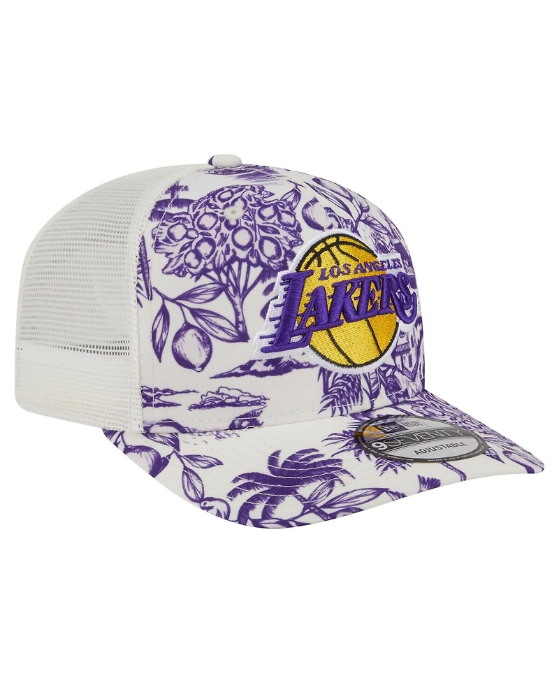 New Era Men's White Los Angeles Lakers Lemon Tree 9SEVENTY Adjustable Hat