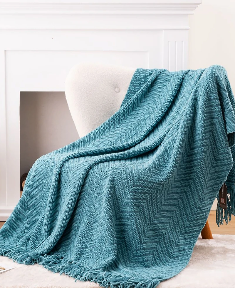 Battilo Herringbone Chenille Knit Throw, 50" x 60"