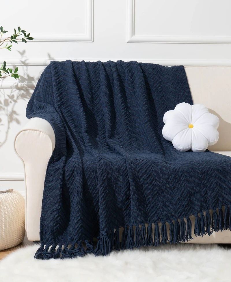 Battilo Herringbone Chenille Knit Throw, 50" x 60"