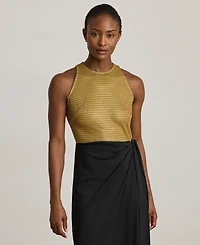 Lauren Ralph Women's Beaded Mesh & Jersey Tie-Front Gown