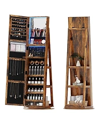 Vlsrka Led jewelry storage cabinet with back shelves and 360° rotation.