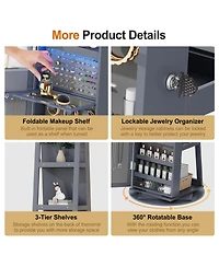 Vlsrka Led jewelry storage cabinet with back shelves and 360° rotation.