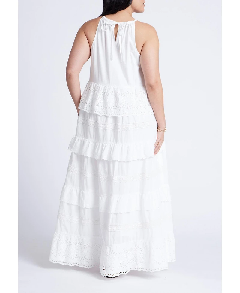 Eloquii Women's Plus Lace Detail Aline Dress