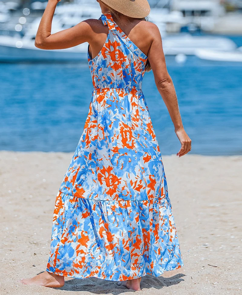 Cupshe Women's Cerulean Waltz Floral Maxi Beach Dress